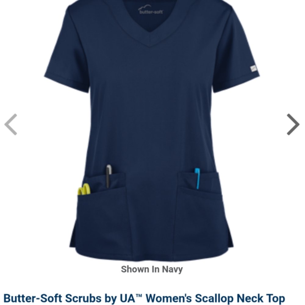 Qty 3/Scallop Necked Scrub Top